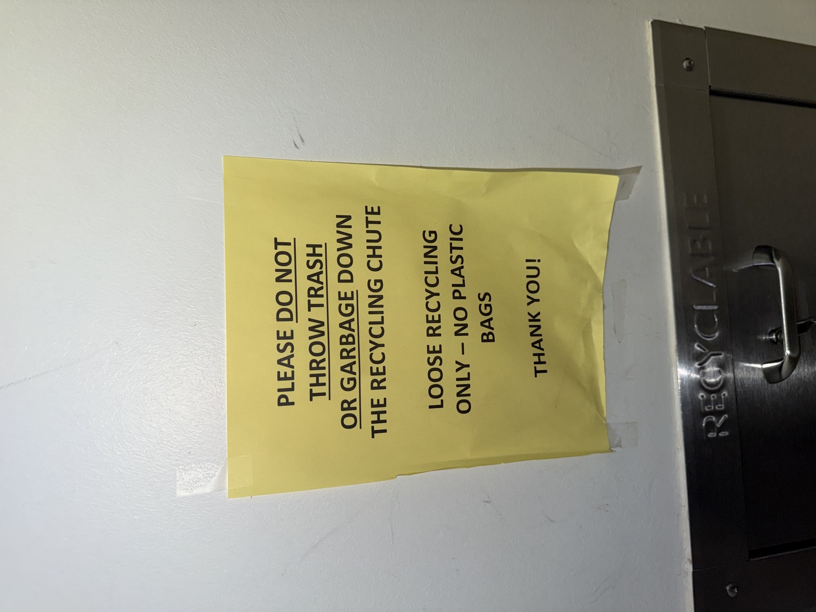 Floor 2 Trash Room - Paper Sign